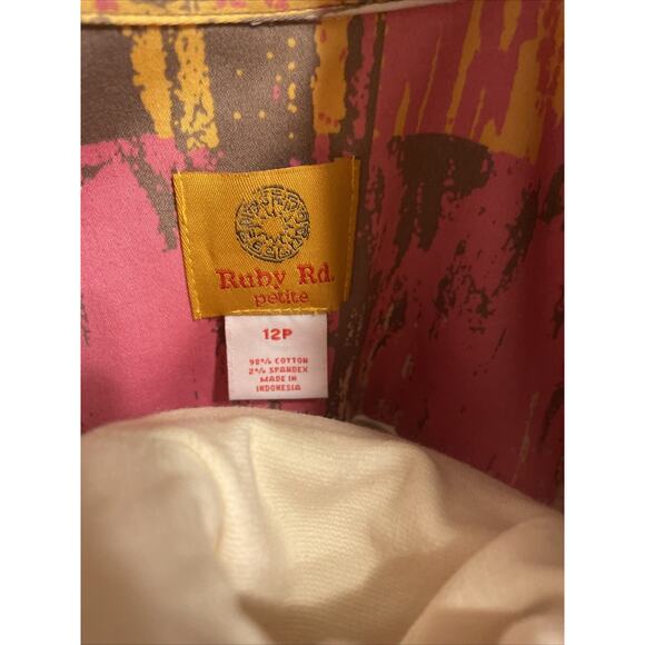 Ruby Rd Jacket 10P Brown Pink Camo Denim Button Coat Urban Chic Layer - Picture 11 of 16